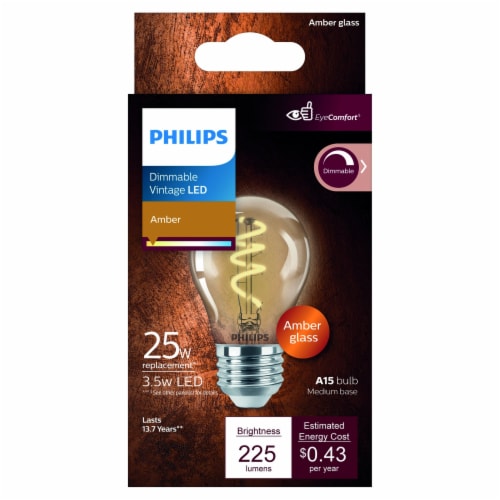 Philips 3.5-Watt (25-Watt) A15 Vintage LED Dimmable Light Bulb - Amber Light (2000K) Perspective: right