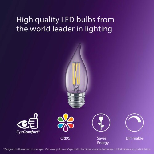 Philips 3.5-Watt (40-Watt) Ba11 LED Dimmable Flicker Free Light Bulb - Soft White (2700K) Perspective: right