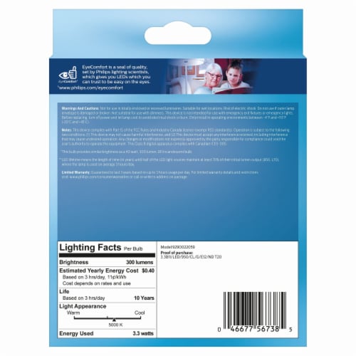 Philips 3.3-Watt (40-Watt) B11 LED Light Bulb - Daylight (5000K) Perspective: right