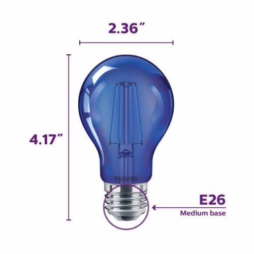 Philips 4-Watt (40-Watt) A19 LED Dimmable Blue Light Bulb Perspective: right