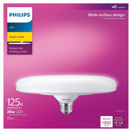 Philips 26-Watt (125-Watt) UFO LED Dimmable Light Bulb - Bright White (3000K) Perspective: right