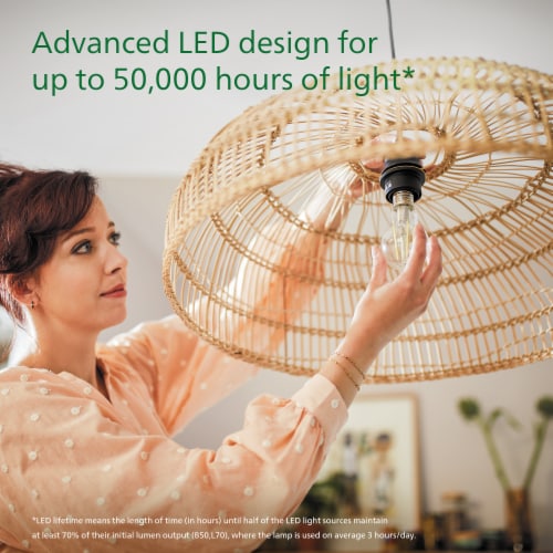 Philips Ultra Efficient, A19 Clear Dimmable, 800 Lumen, 5000K Daylight, 60W Equivalent Light Bulb Perspective: right