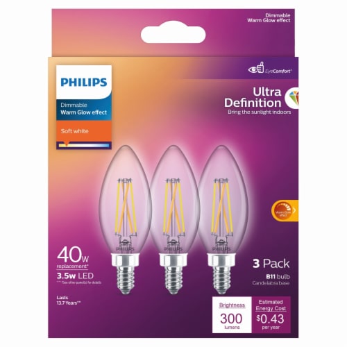 Philips Ultra Definition 3.5 Watt -40-Watt Equiv B11 E12 Light Bulb Daylight-5000K Perspective: right