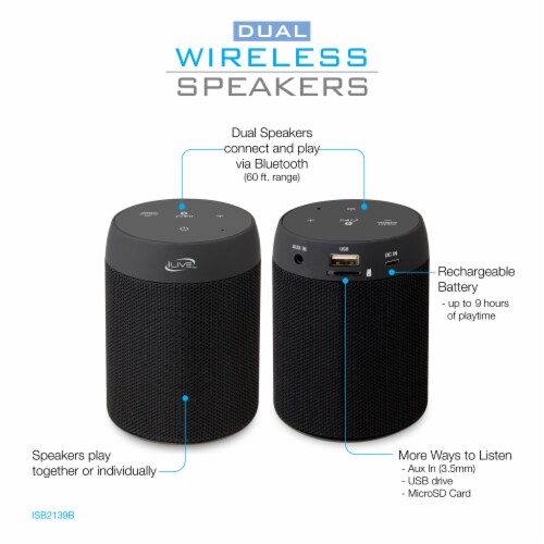 iLive Portable Bluetooth Speaker 2 Pack Perspective: right