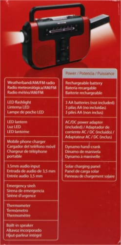 Weatherx WR383R with Flashlight Solar Handcrank Weatherband AM/FM Radio - Red/Black Perspective: right