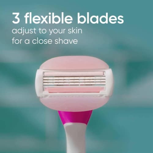 Gillette Venus Women's ComfortGlide White Tea Scented Moisture Bars 3-Blade Disposable Razors Perspective: right