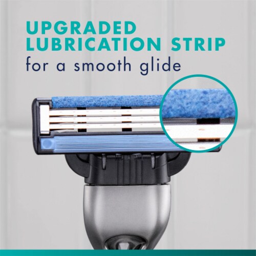 Gillette Mach 3 Razor Blade Refills, with Lubrication Strip, 3-Blade Razor Blades for Close Shave Perspective: right