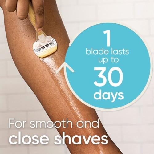 Gillette Venus Comfortglide plus Olay Coconut Women's Razors Handle and Cartridges Perspective: right