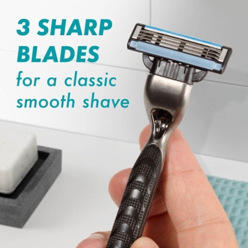 Gillette Mach3 Men's 3-Blade Razor Handle + Blade Refill Cartridges Value Pack Perspective: right