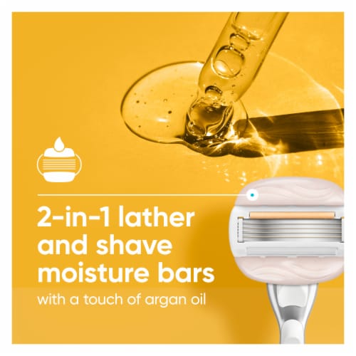 Venus Moistureglide Women's Razor, Reusable Handle, 2 Razor Blade Refills and Shower Holder Perspective: right