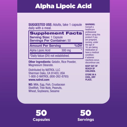 Natrol® Antioxidant Protection Alpha Lipoic Acid (ALA) Capsules Perspective: right
