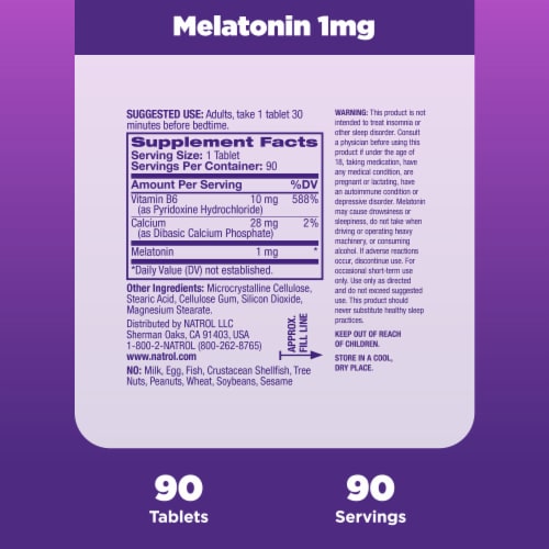 Natrol® Melatonin Regular Strength Tablets 1mg Perspective: right