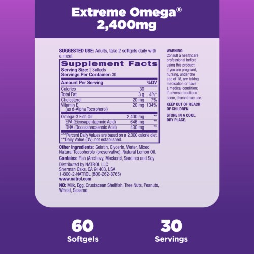 Natrol® Heart Health Extreme Omega® Softgels Perspective: right