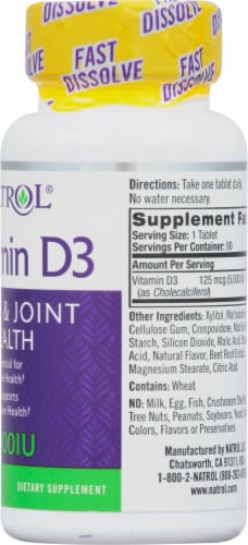 Natrol Strawberry Vitamin D3 Tablets 5000 IU Perspective: right