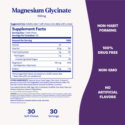 Natrol® Magnesium Glycinate 100mg Soft Chews Perspective: right