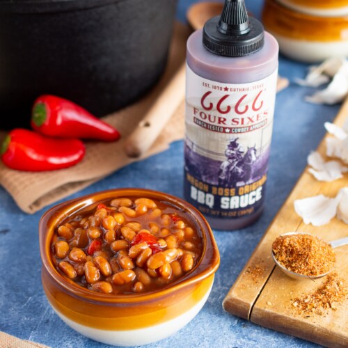 Four Sixes Wagon Boss Original BBQ Sauce Perspective: right