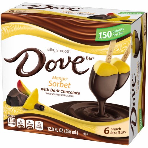 Dove Bar Mango Sorbet with Dark Chocolate Snack Size Bars Perspective: right