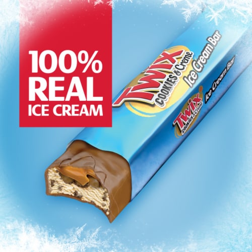 TWIX Cookies & Cream Vanilla With Crunchy Chocolate Cookie Pieces Ice Cream Bars Perspective: right