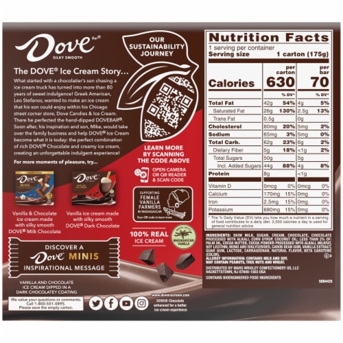 DOVE Ice Cream Vanilla & Chocolate Mini Dark Chocolate Individually Wrapped Ice Cream Bar Assortment Perspective: right