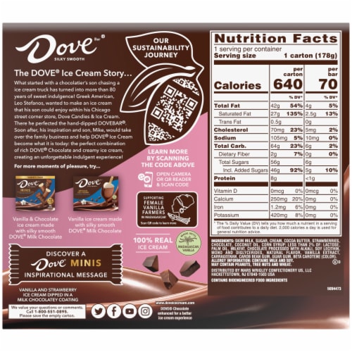 DOVE Vanilla & Strawberry Ice Cream Mini Milk Chocolate Individually Wrapped Ice Cream Bars Perspective: right