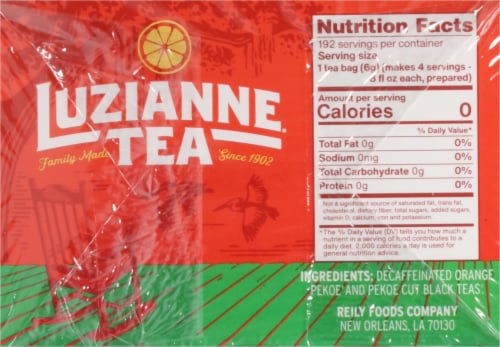 Luzianne Iced Tea Bags Decaffeinated Tea Family Size Bags Perspective: right