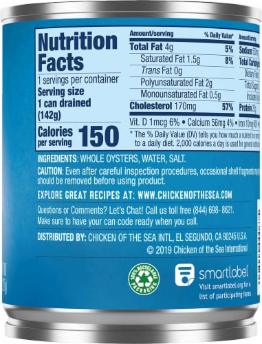 Chicken of the Sea® Canned Whole Oysters Perspective: right