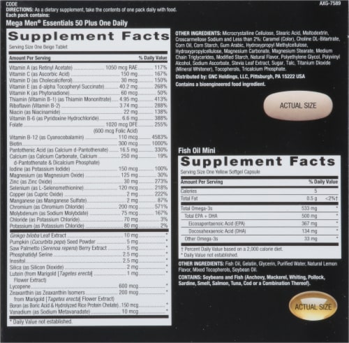 GNC Mega Men® Essentials 50 Plus Vitapak Program Multivitamins Perspective: right