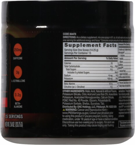 GNC Beyond Raw® Lit® Clinically Dosed Cherry Jolly Rancher Pre-Workout Supplement Perspective: right