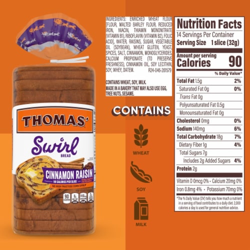 Thomas' Cinnamon Raisin Swirl Bread Perspective: right