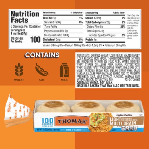 Thomas' Nooks & Crannies Light Multi-Grain English Muffins Perspective: right