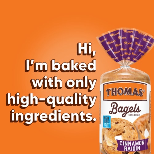 Thomas' Pre-Sliced Cinnamon Raisin Bagels Perspective: right
