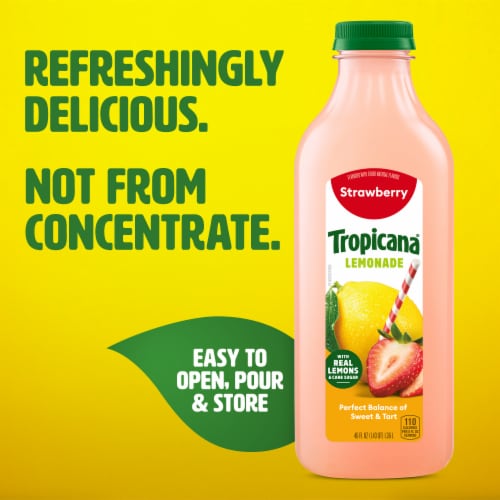 Tropicana Strawberry Lemonade Made With Real Lemons Perspective: right
