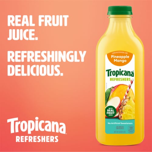 Tropicana Refreshers Pineapple Mango Juice Drink With Real Fruit Juice Perspective: right