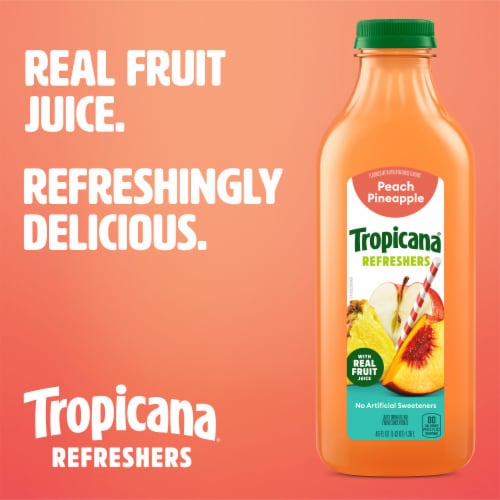 Tropicana Refreshers Peach Pineapple Juice Drink With Real Fruit Juice Perspective: right