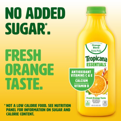 Tropicana Essentials Flavored Orange Juice Beverage Blend With Other Fruit, Some Pulp, 46 fl oz Perspective: right