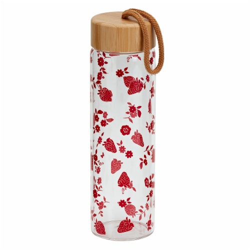 Tabletops Unlimited Gallery Americana Glass Water Bottle - Assorted Red/Blue Floral Perspective: right