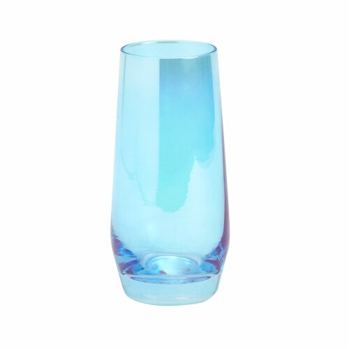 Blue Iridescent Champagne Glass Flutes, Set of 4