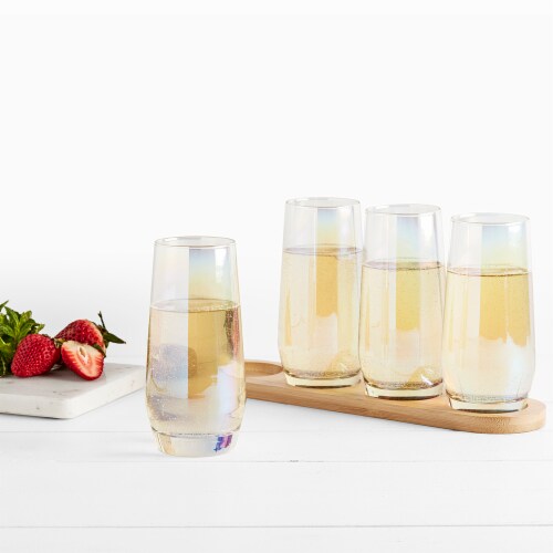 TTU Gallery Iridescent Stemless Champagne Flute Flight Set Perspective: right
