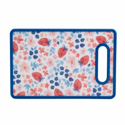 Tabletops Unlimited Smart Planet Plastic Cutting Board Set - Blue Floral/Strawberry Floral Perspective: right