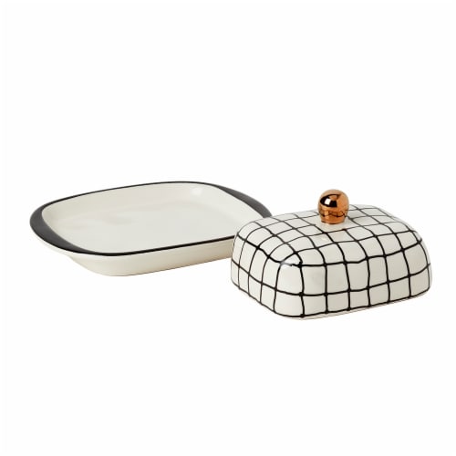 Tabletops Gallery Stoneware Butter Dish - Grid Perspective: right