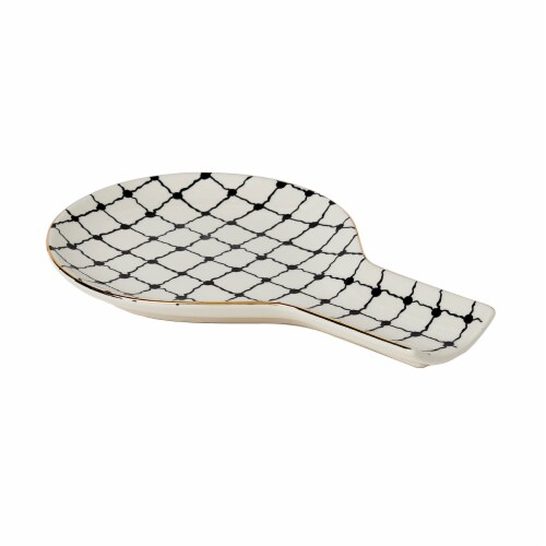 Tabletops Gallery Stoneware Spoon Rest - Grid Perspective: right