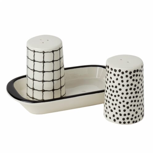 Tabletops Gallery Salt and Pepper Set- Dots/Grid Perspective: right