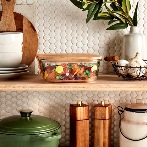 Tabletops Unlimited Gallery Glass Food Storage Container with Bamboo Lid Perspective: right