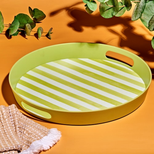 Tabletops Gallery Fruity Bamboo Melamine Round Tray With Handles Perspective: right