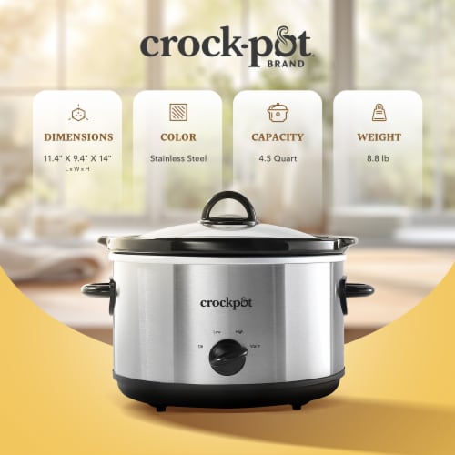 Crock-Pot® 4.5 Quart Manual Slow Cooker Stainless Steel Perspective: right
