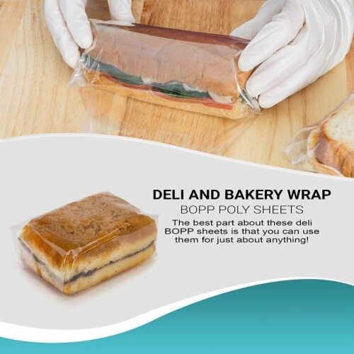 1000 Deli And Bakery Wrap Plastic Sheets 15x15 Food Wrapping Sandwiches Cookies Perspective: right