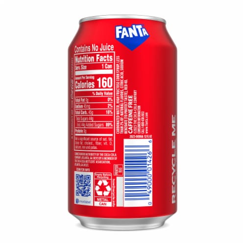 Fanta® Strawberry Caffeine Free Soda Can Perspective: right
