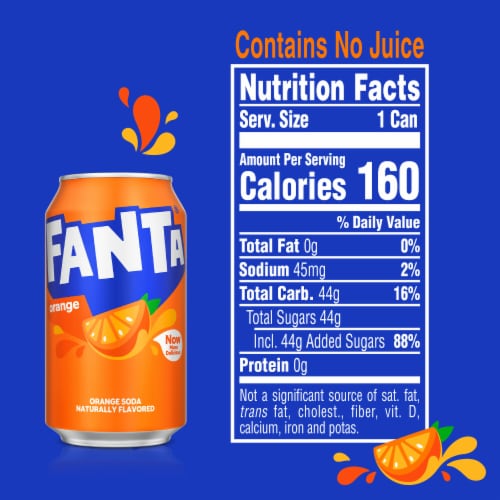 Fanta® Orange Caffeine Free Soda Fridge Pack Cans Perspective: right