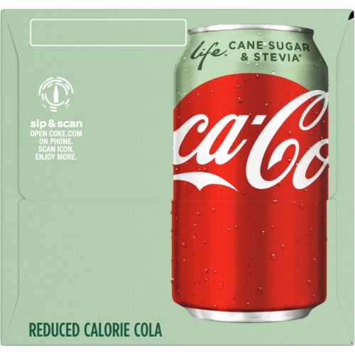 Coca-Cola Life Reduced-Calorie with Stevia Soda Can Perspective: right