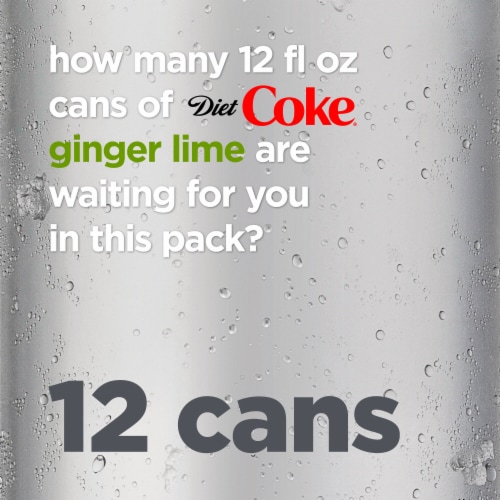 Diet Coke Ginger Lime Diet Soda Pop No Sugar Added Zero Calorie Soft Drink Fridge Pack Perspective: right